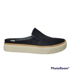 Toms Womens Black Size 6.5 Sunrise Canvas Slip On Flat Mules Shoes